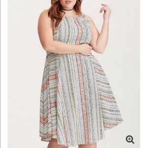 Torrid mixed border print v-hem dress